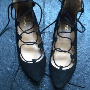 Nine West Suede Lace-up Flats